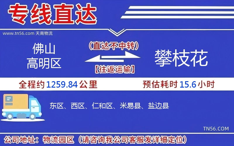 佛山高明區(qū)到攀枝花物流公司